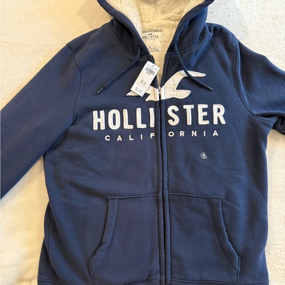 Hollister Navy Blue Fleece-Lined Hoodie Men’s Medium - Picture 1 of 10